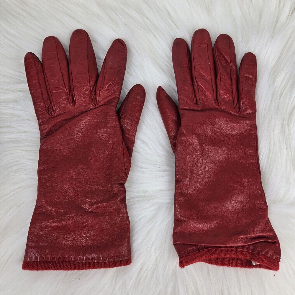 Sak's Fifth Avenue Red Angora Wool Nylon Gloves Women's Sz 6 1/2 Made in Italy